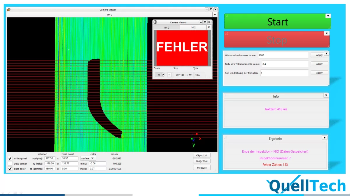 Result screen surface detection